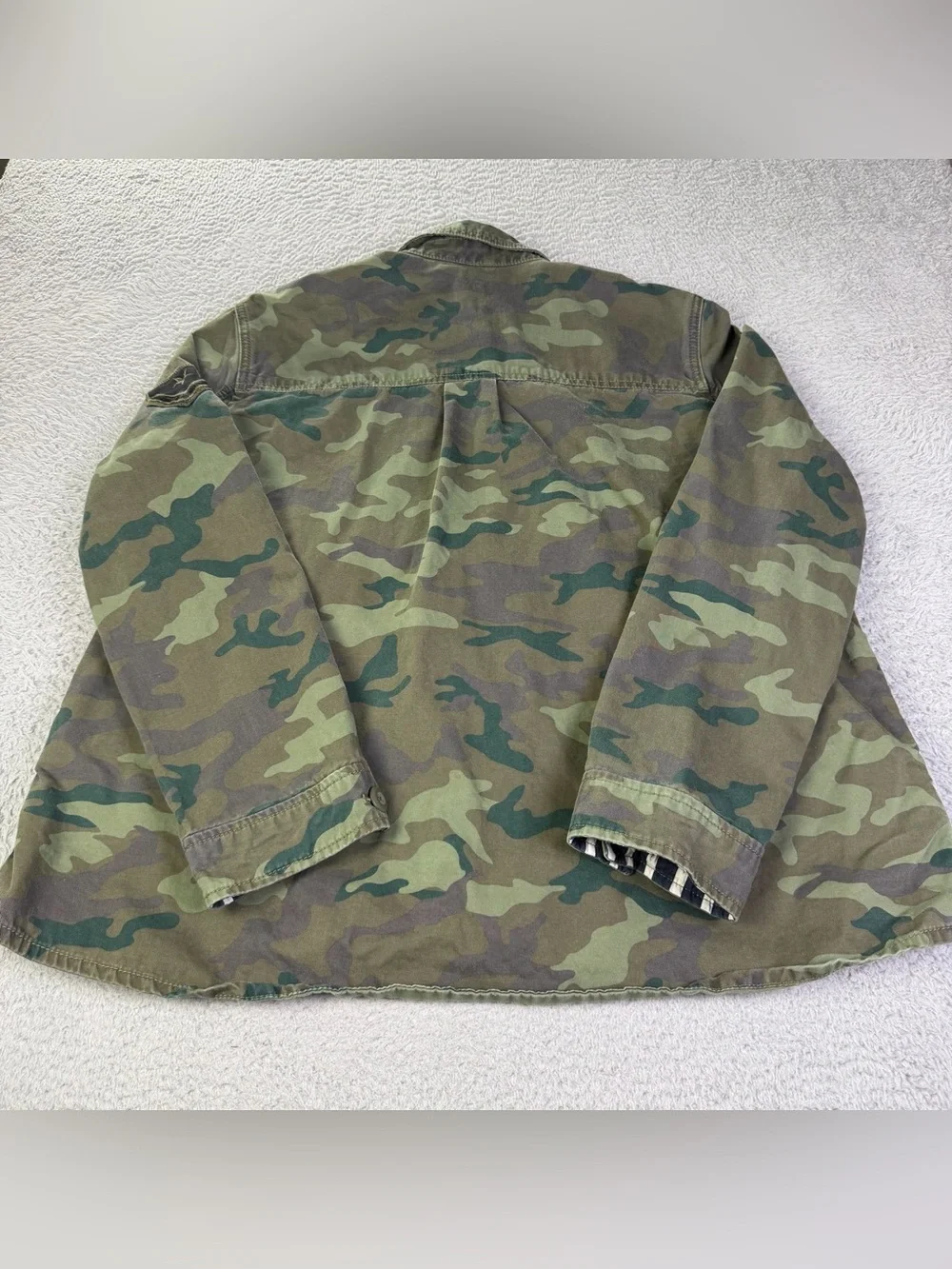 Gap Utility Shirt Shacket Womens XL Green Camo Button Outdoors Military  Y2K - Picture 3 of 11